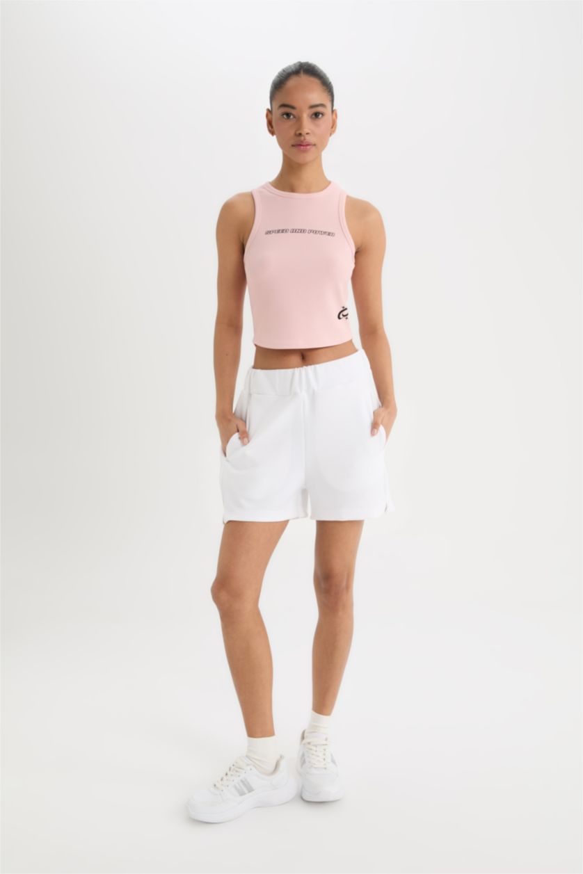 حريمي زهري كروب توب رياضي برقبة مستديرة بدون كم من DeFactoFit