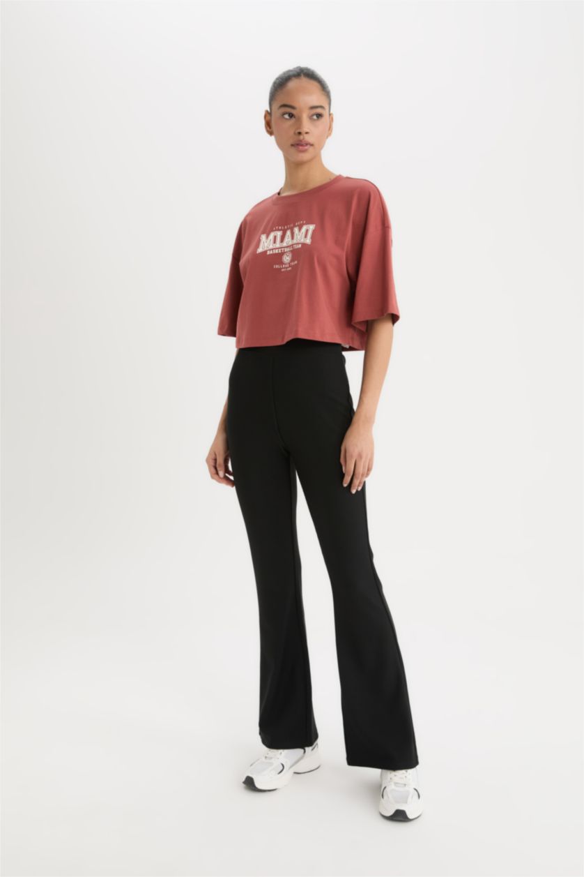 Женщины Черный DeFactoFit брюки клеш с двумя карманами и стандартной длиной