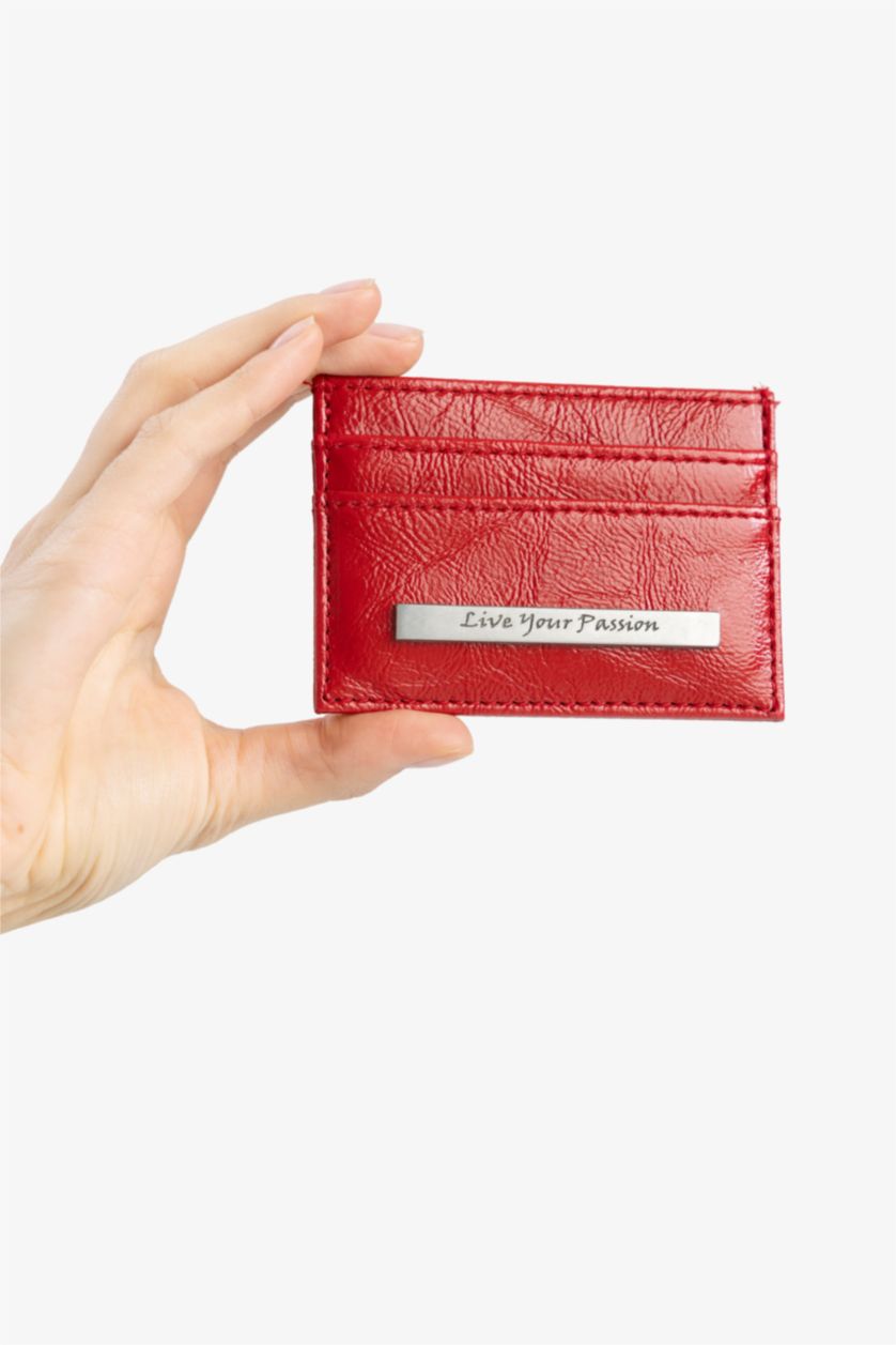 Women Red Woman Business Card Wallet