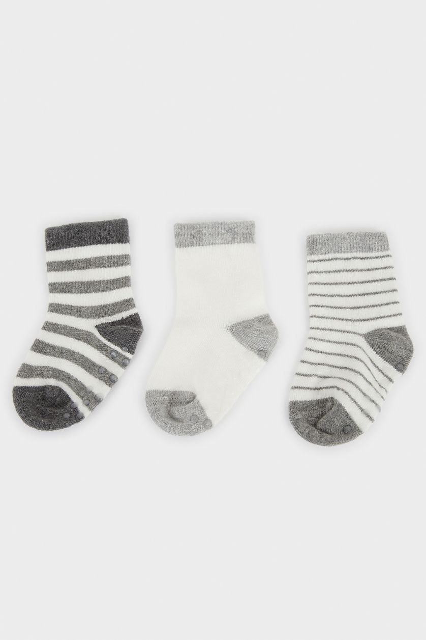 BÉBÉ GARÇON Karma Lot de 3 paires de Chaussettes en coton antidérapantes pour bébé garçon