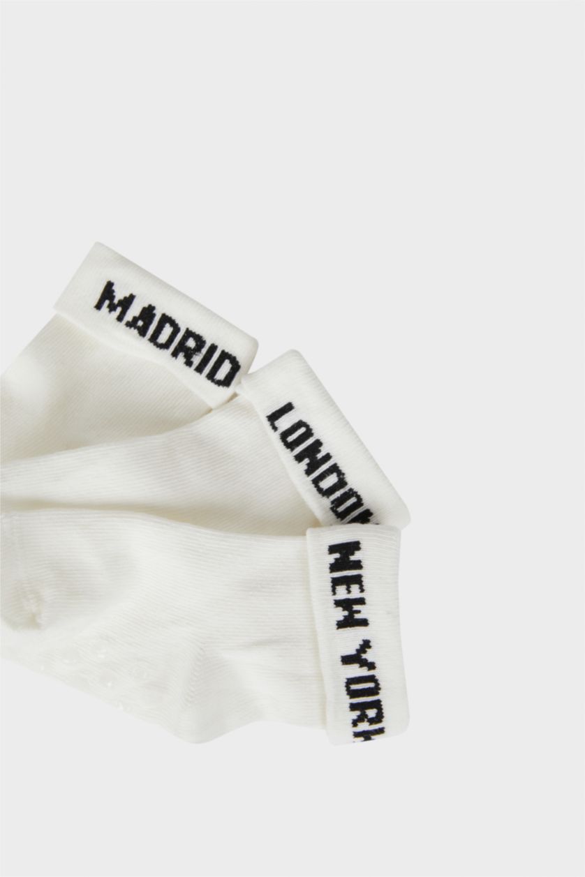 Baby Boy White Boy Non-Slip Sole 3 Piece Cotton Long Socks