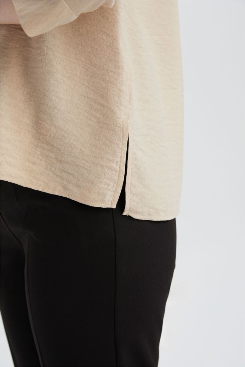 Kadın Taş 	Regular Fit Basic Düz Yarım Kollu Gömlek