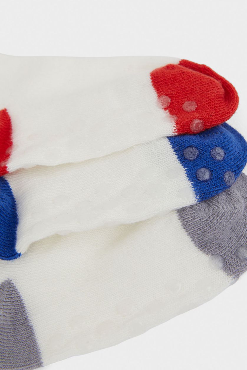 BÉBÉ GARÇON Blanc Lot de 3 paires de Chaussettes antidérapantes en coton pour bébé garçon