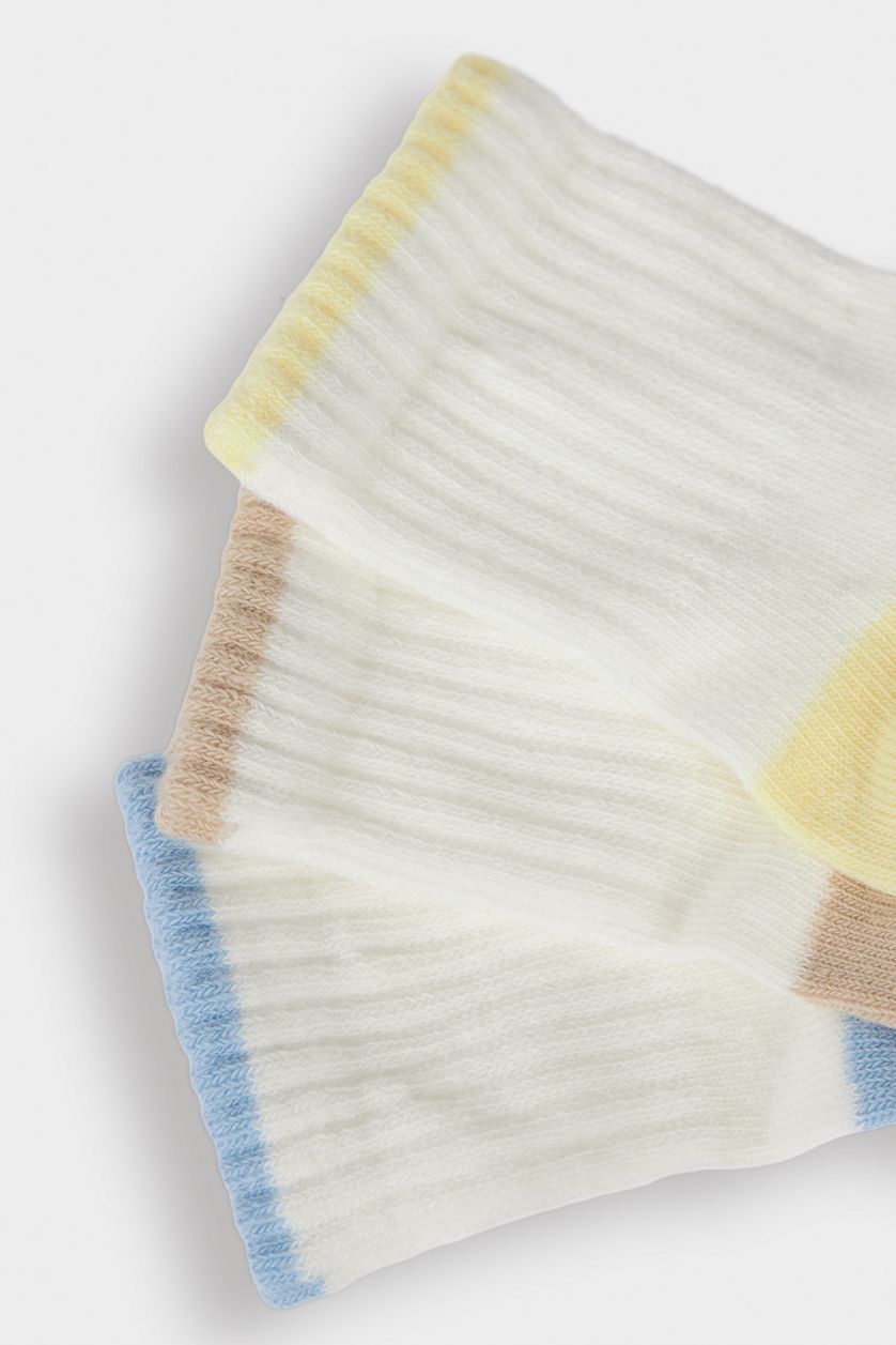 BÉBÉ GARÇON Blanc Lot de 3 paires de Chaussettes antidérapantes en coton pour bébé garçon