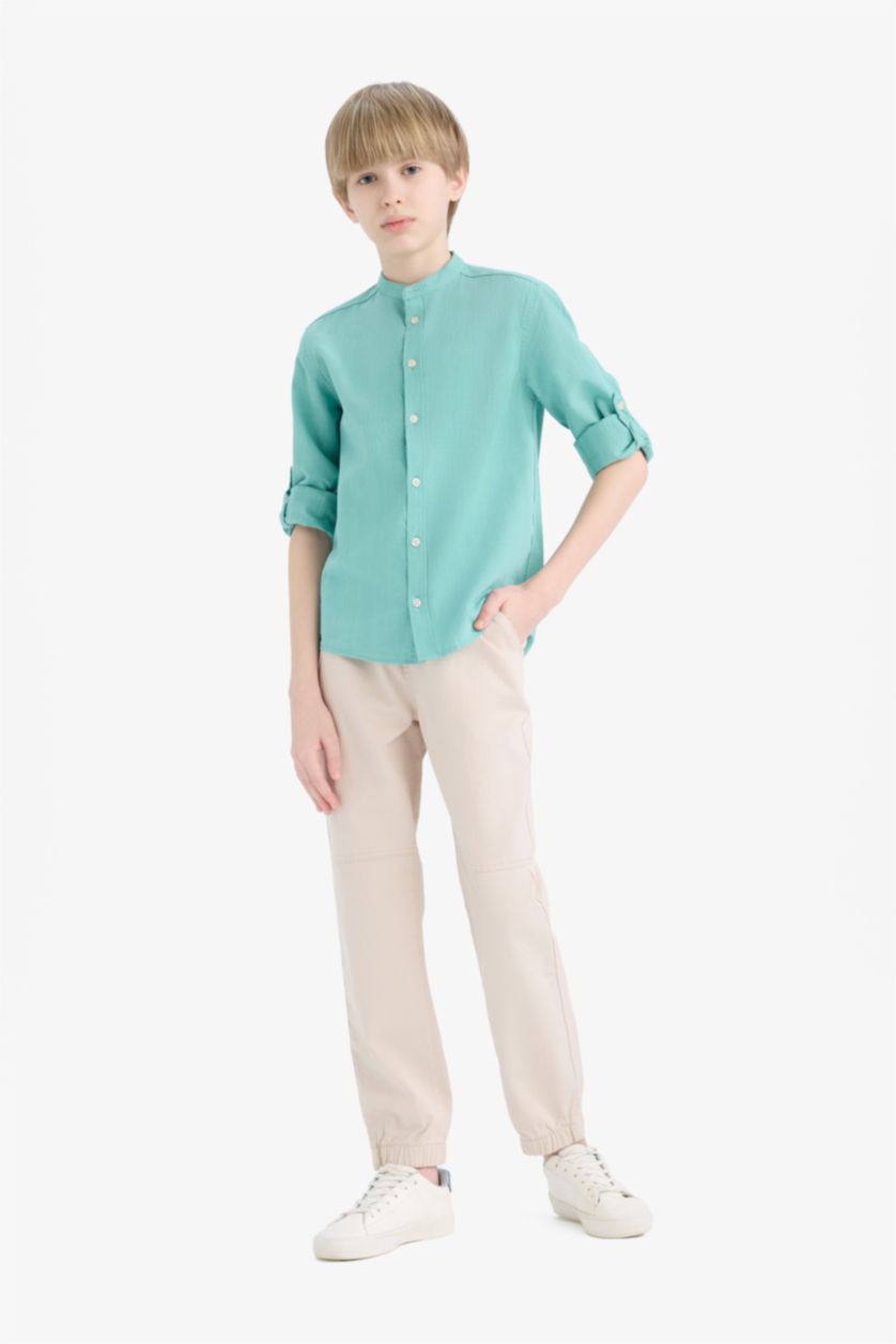 BOYS & TEENS Beige Boy Standard Leg Gabardine Joggers