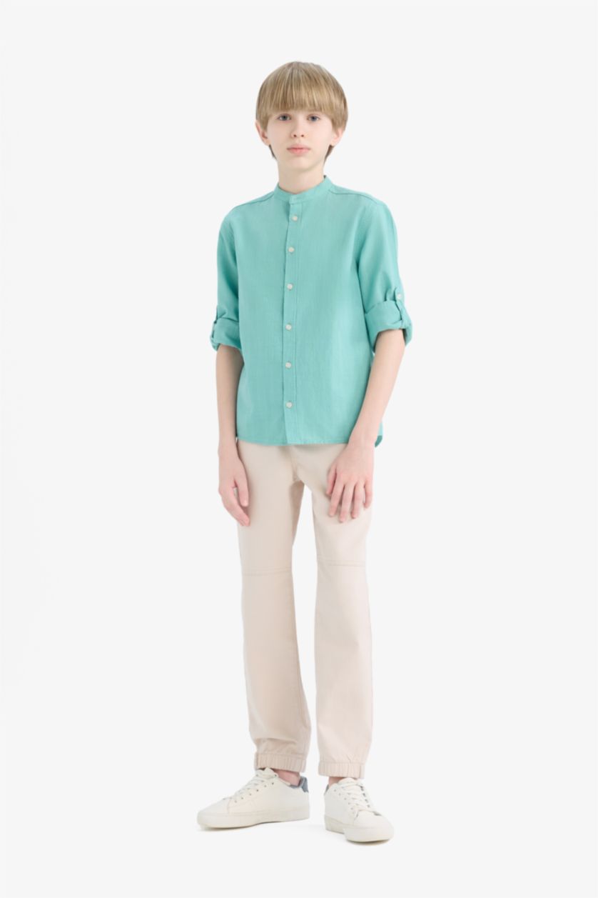 BOYS & TEENS Beige Boy Standard Leg Gabardine Joggers