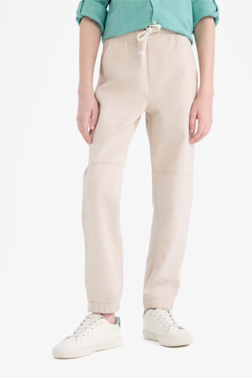 BOYS & TEENS Beige Boy Standard Leg Gabardine Joggers