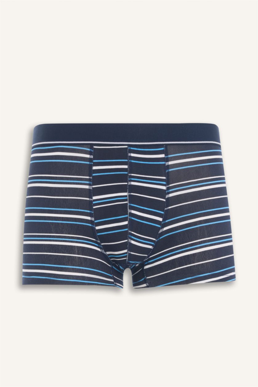 Erkek Lacivert Regular Fıt Çizgili 3'lü Boxer