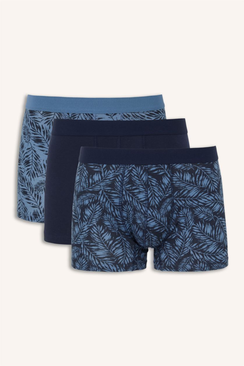 Erkek Koyu Mavi Regular Fit Baskılı 3'lü Boxer