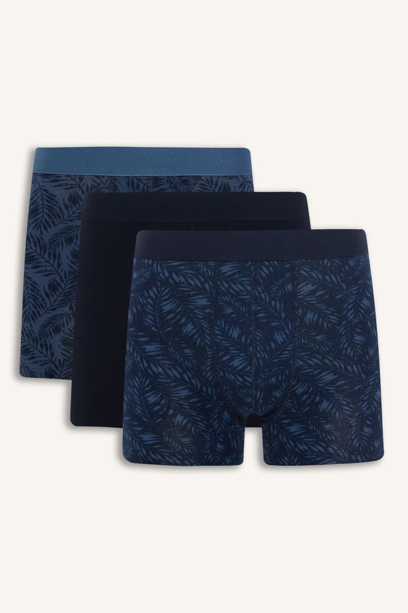 Man Dark Blue Regular Fit Printed 3 Piece Boxer Shorts