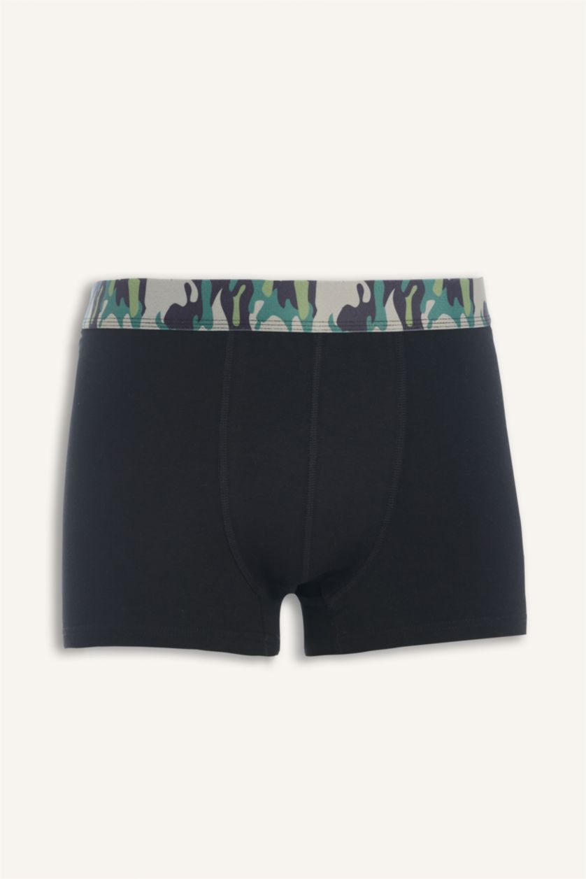 Man Black Regular Fit Camouflage Patterned 3 Piece Boxers