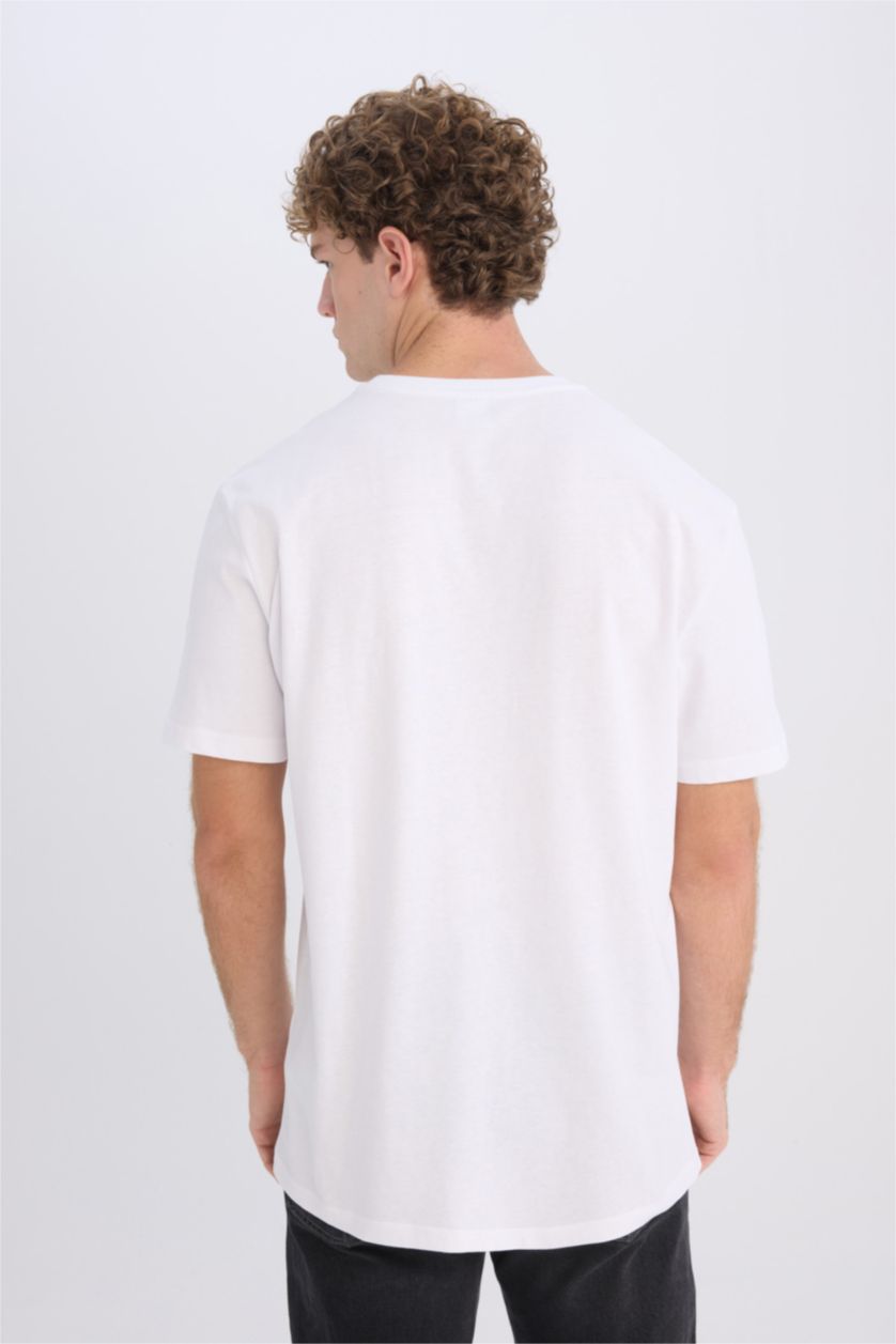 Erkek Beyaz %100 Pamuk Regular Fit Bisiklet Yaka Atatürk Baskılı Kısa Kollu Tişört