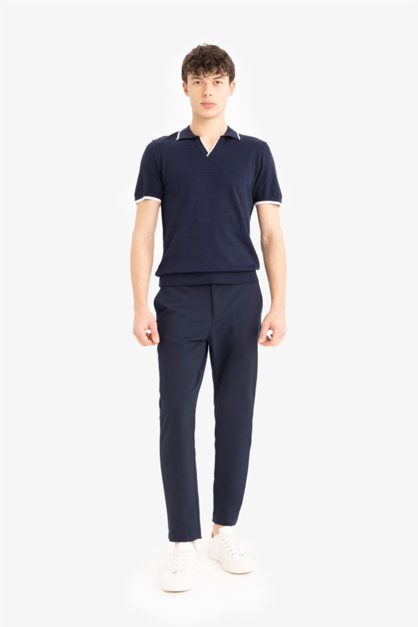 MAN NAVY Standard Fit Polo Collar Knitwear Polo T-Shirt