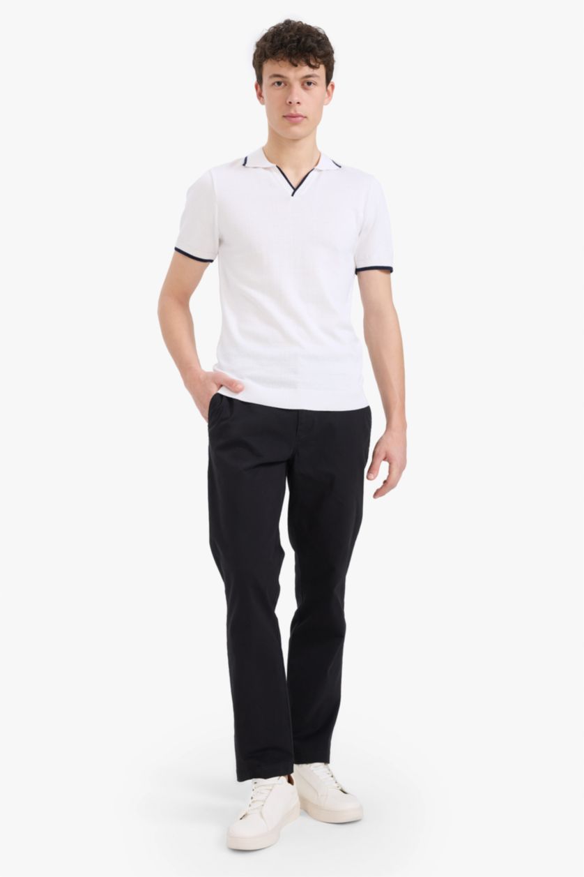 MAN White Standard Fit Polo Collar Knitwear Polo T-Shirt
