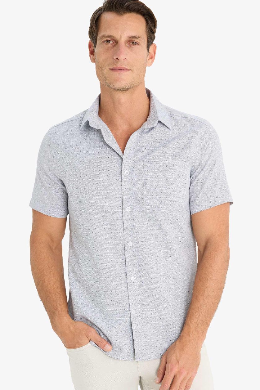 Erkek Siyah Modern Fit Yazlık Polo Yaka Basic Düz Kısa Kollu Gömlek