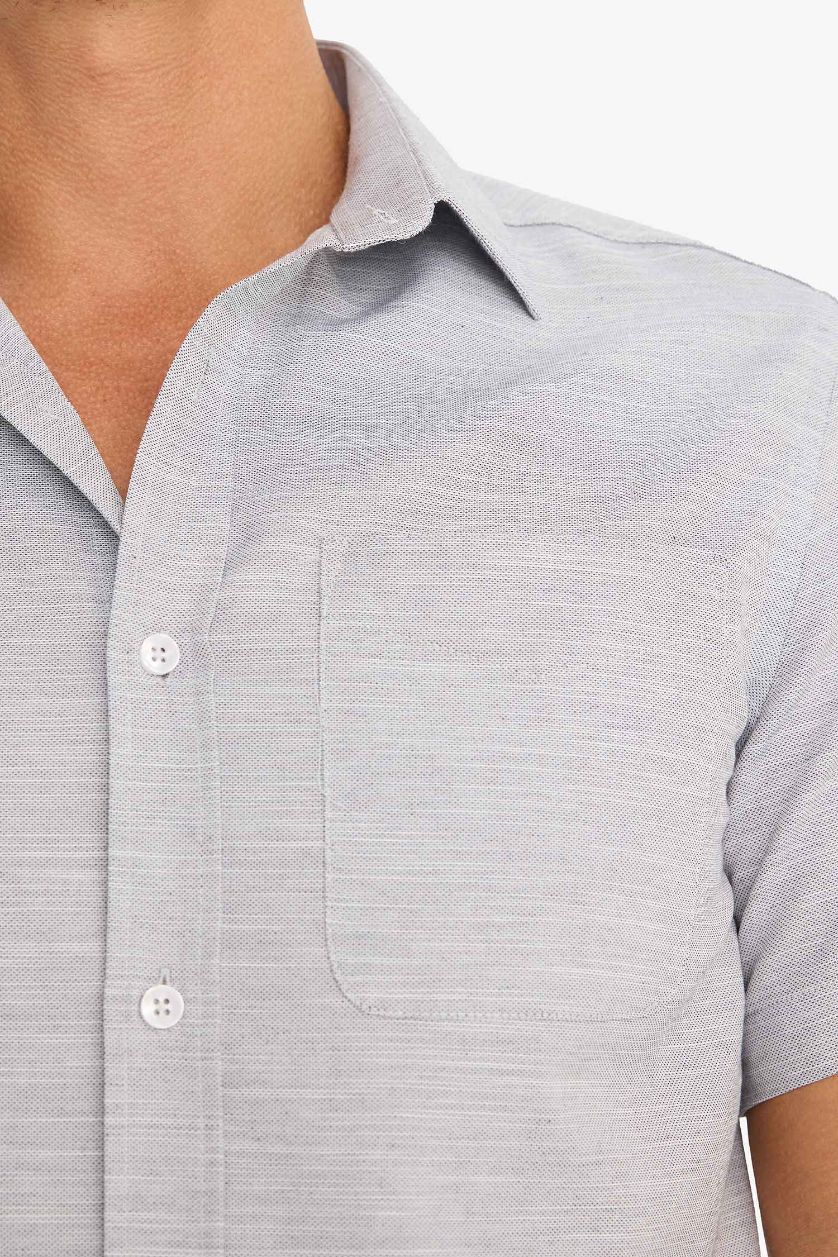 Erkek Siyah Modern Fit Yazlık Polo Yaka Basic Düz Kısa Kollu Gömlek