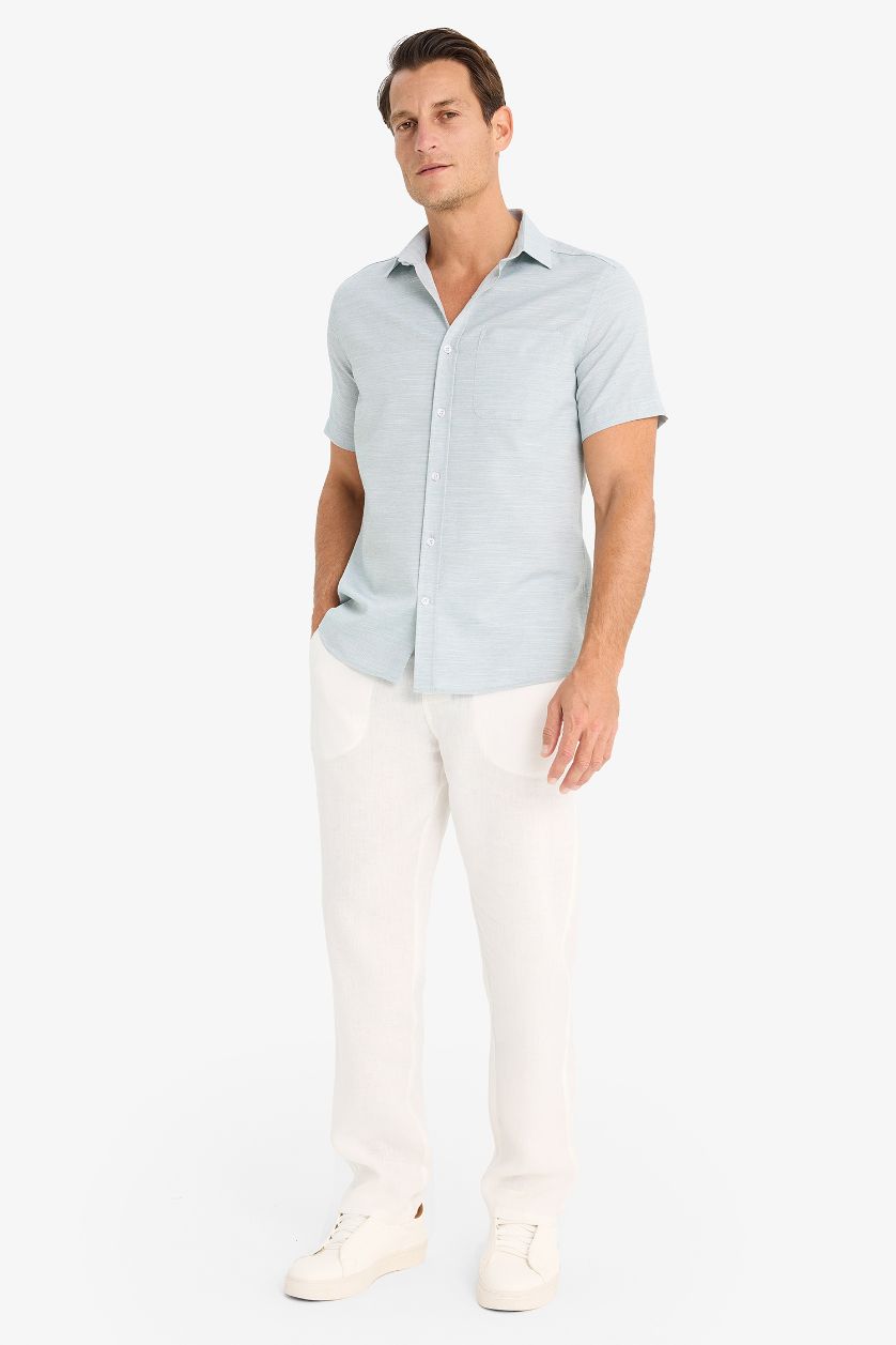 Man Green Modern Fit Polo Neck Summer Basic Shirt