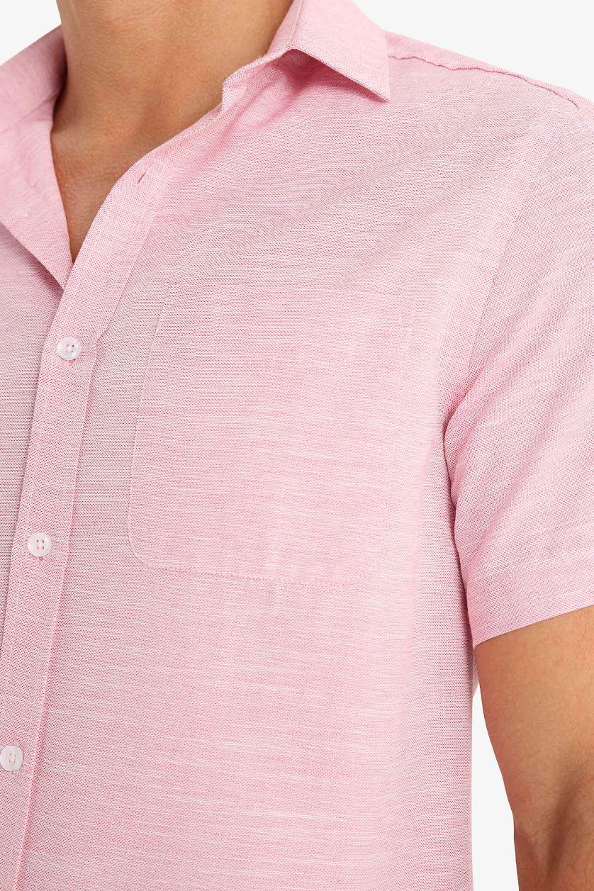 رجالي أحمر قميص بولو بيزك بينك صيفي نص كم مودرن فيت