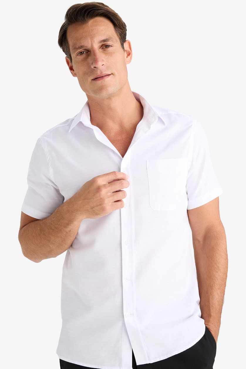 MAN White Modern Fit Summer Polo Collar Basic Shirt