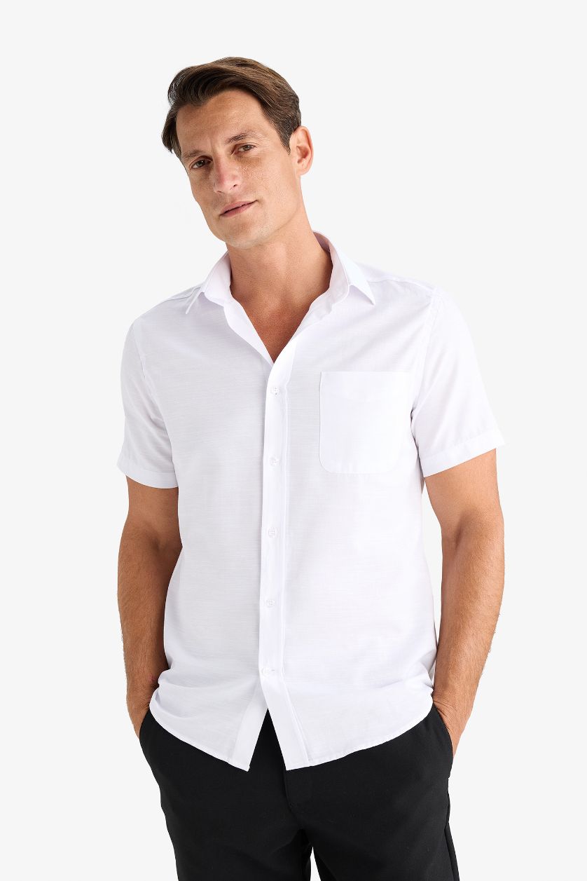 MAN White Modern Fit Summer Polo Collar Basic Shirt