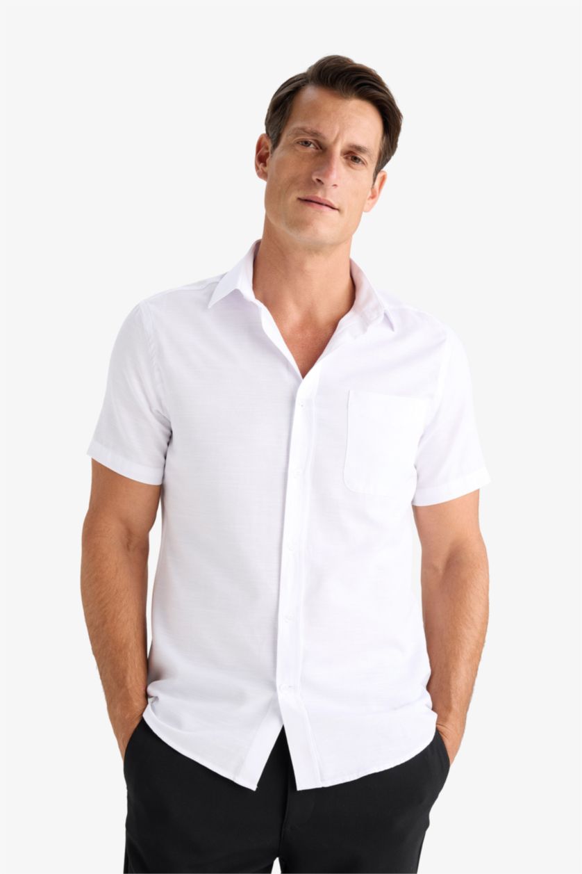 MAN White Modern Fit Summer Polo Collar Basic Shirt