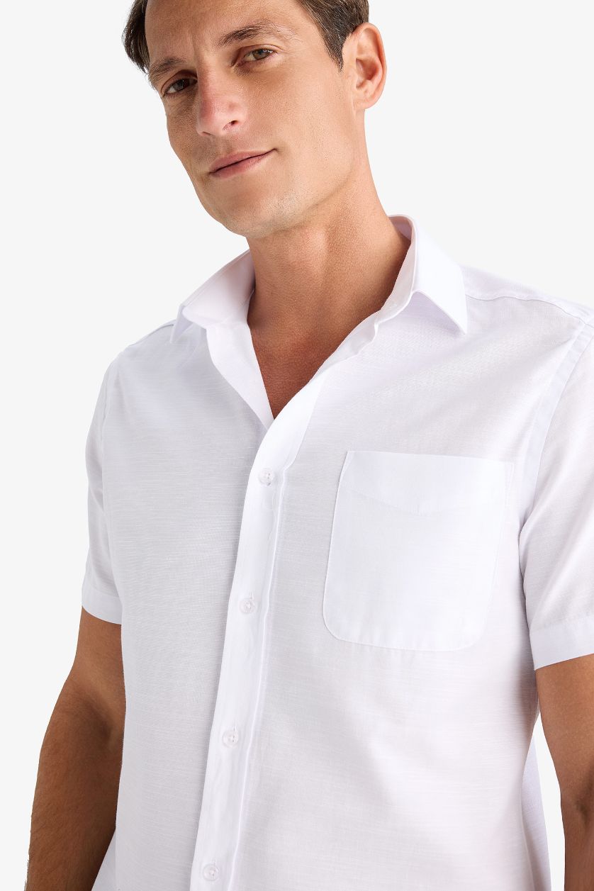 MAN White Modern Fit Summer Polo Collar Basic Shirt