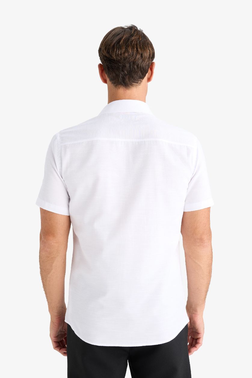 MAN White Modern Fit Summer Polo Collar Basic Shirt