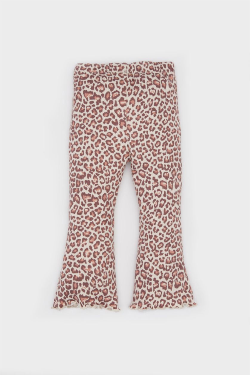 Kız Bebek Taş Leopar Desenli Fitilli Kaşkorse Tayt Kız Bebek