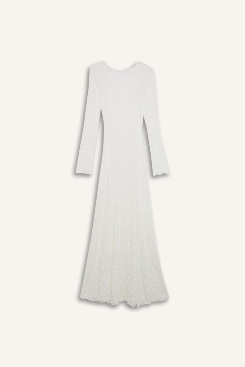 Kadın Beyaz Regular Fit Dantel Plaj Elbisesi