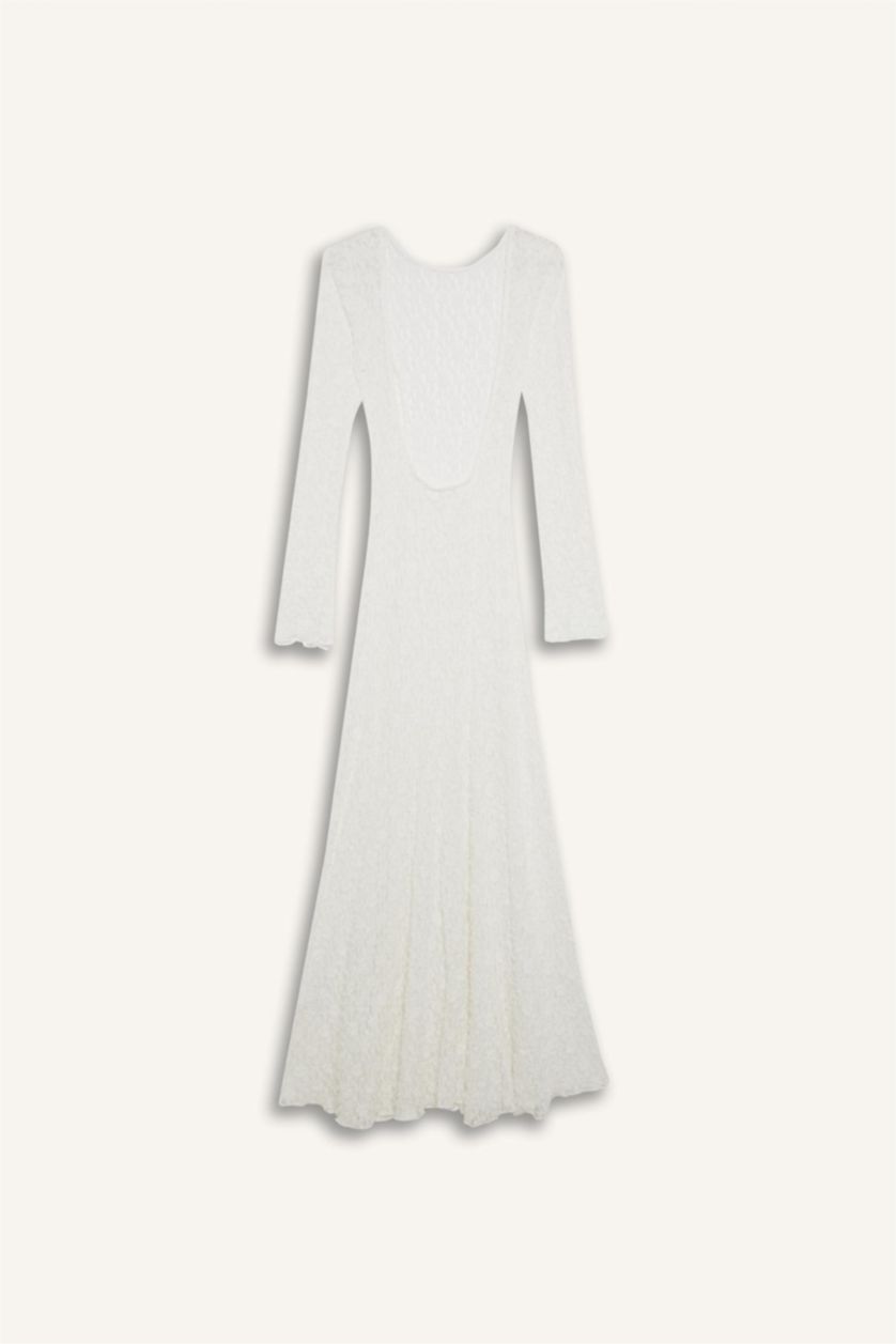 Kadın Beyaz Regular Fit Dantel Plaj Elbisesi