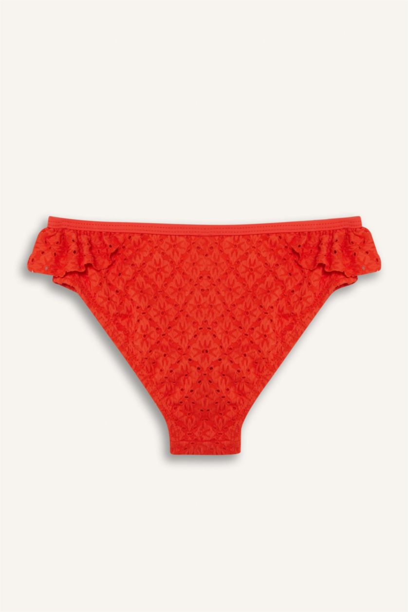 بناتي برتقلي غامق طقم بكيني بناتي مكشكش - قطعتين