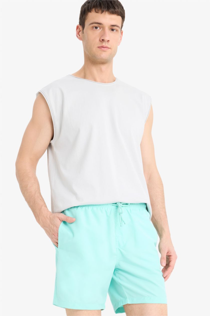 Erkek Mint File Astarlı Deniz Şortu