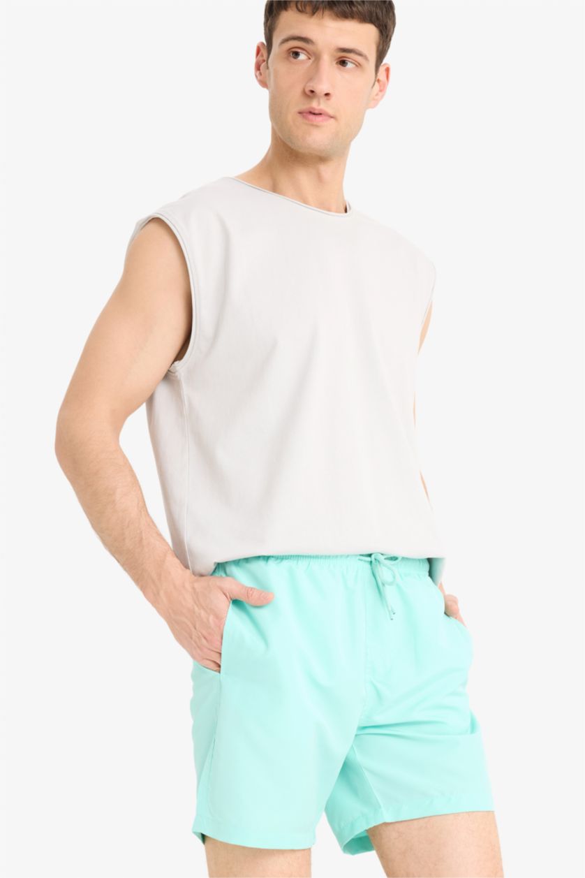 Erkek Mint File Astarlı Deniz Şortu