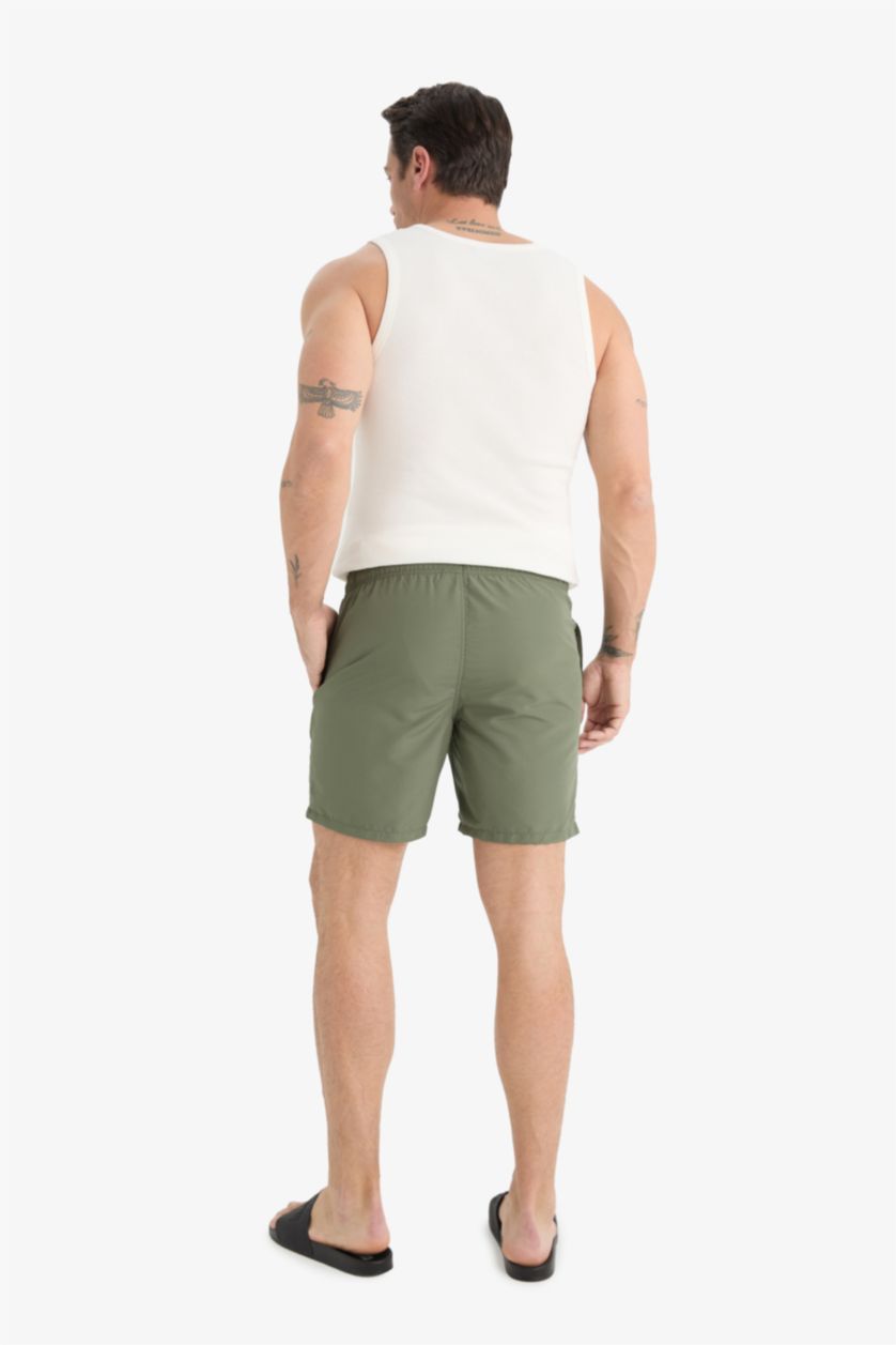 Erkek Açık Haki File Astarlı Deniz Şortu