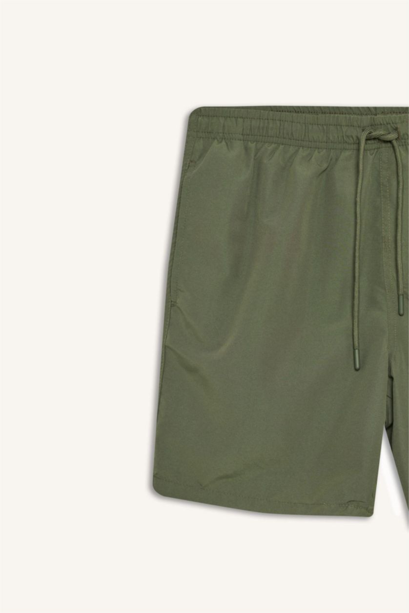 Erkek Açık Haki File Astarlı Deniz Şortu