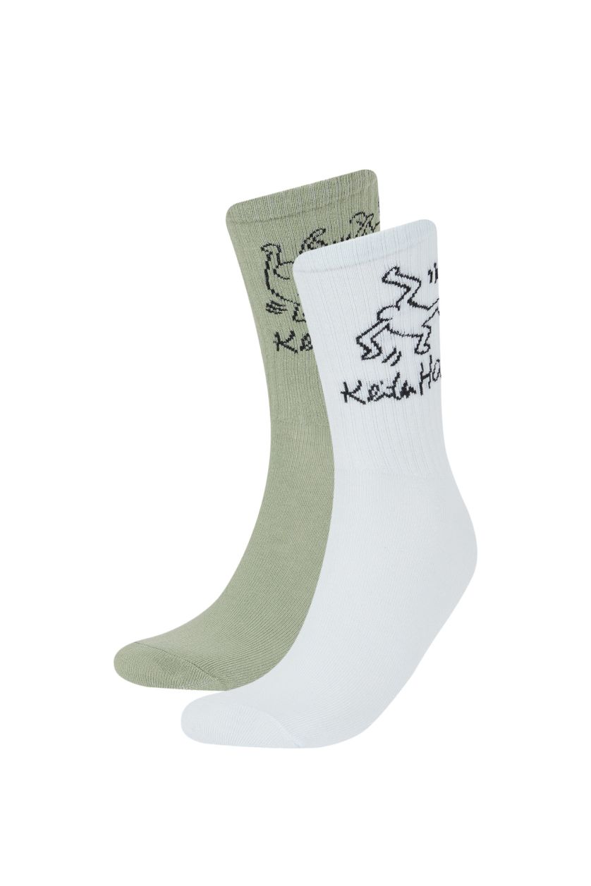 Erkek Karma Erkek Keith Haring 2'li Pamuklu Uzun Çorap