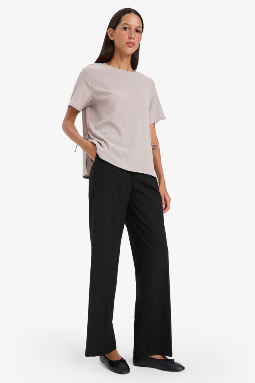 Женщины Серый Регулярная посадка футболка с коротким рукавом и круглым вырезом