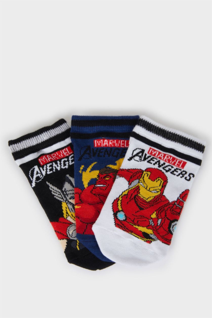 Мальчики и подростки Разноцветный Детские носки от Marvel Avengers 3 в 1, хлопковые, низкие