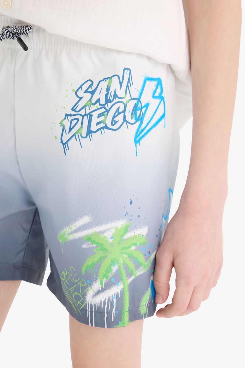 Erkek Çocuk - Genç Erkek Açık Gri Deniz Şortu Erkek Çocuk