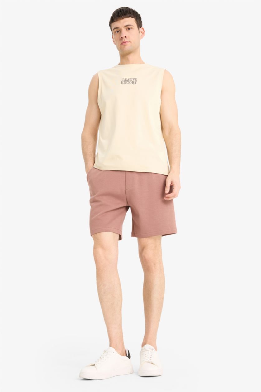 Erkek Taş %100 Pamuk Regular Fit Baskılı Bisiklet Yaka Atlet