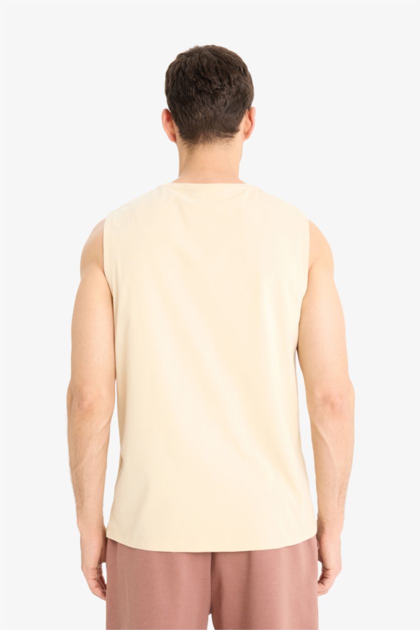 Erkek Taş %100 Pamuk Regular Fit Baskılı Bisiklet Yaka Atlet