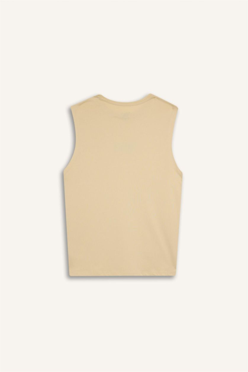 Erkek Taş %100 Pamuk Regular Fit Baskılı Bisiklet Yaka Atlet