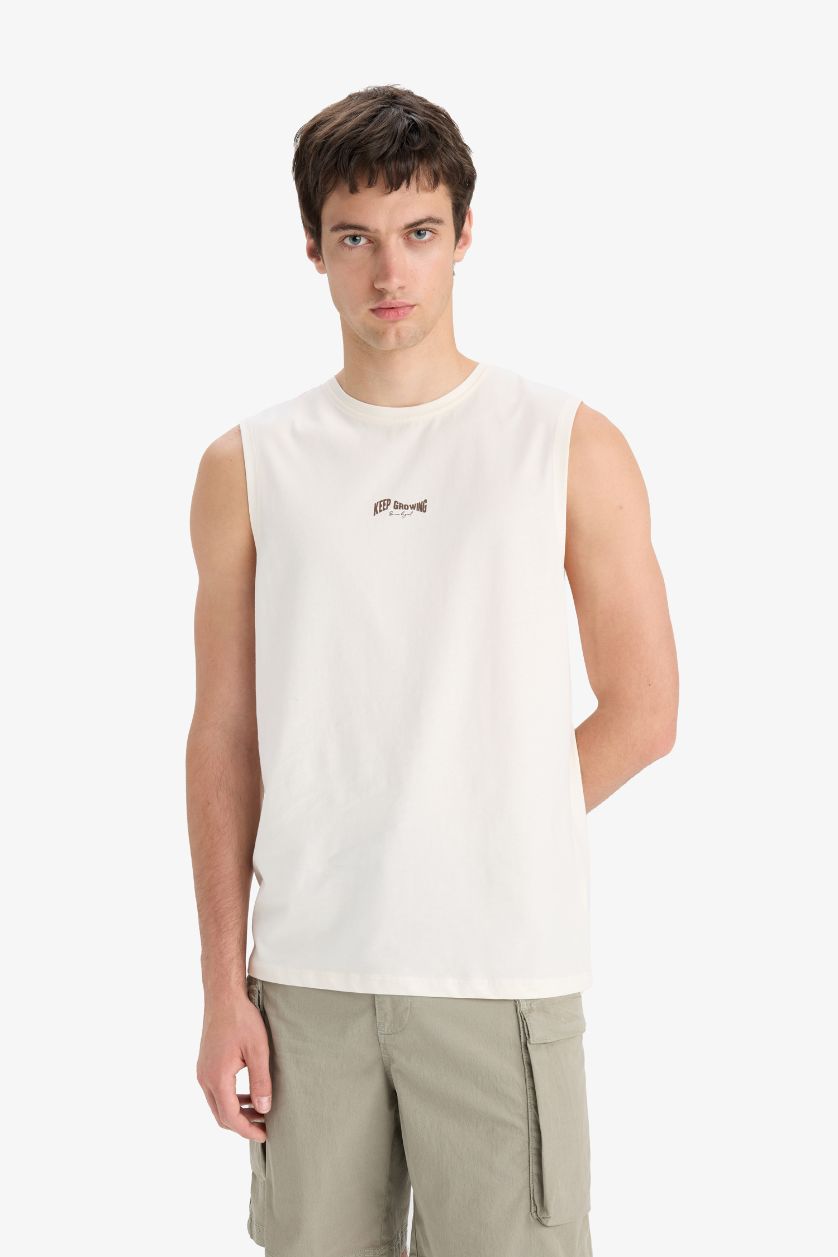 رجال بيج فاتح تيشيرت كت قطن قصة عادية بياخة مستديرة مطبوع