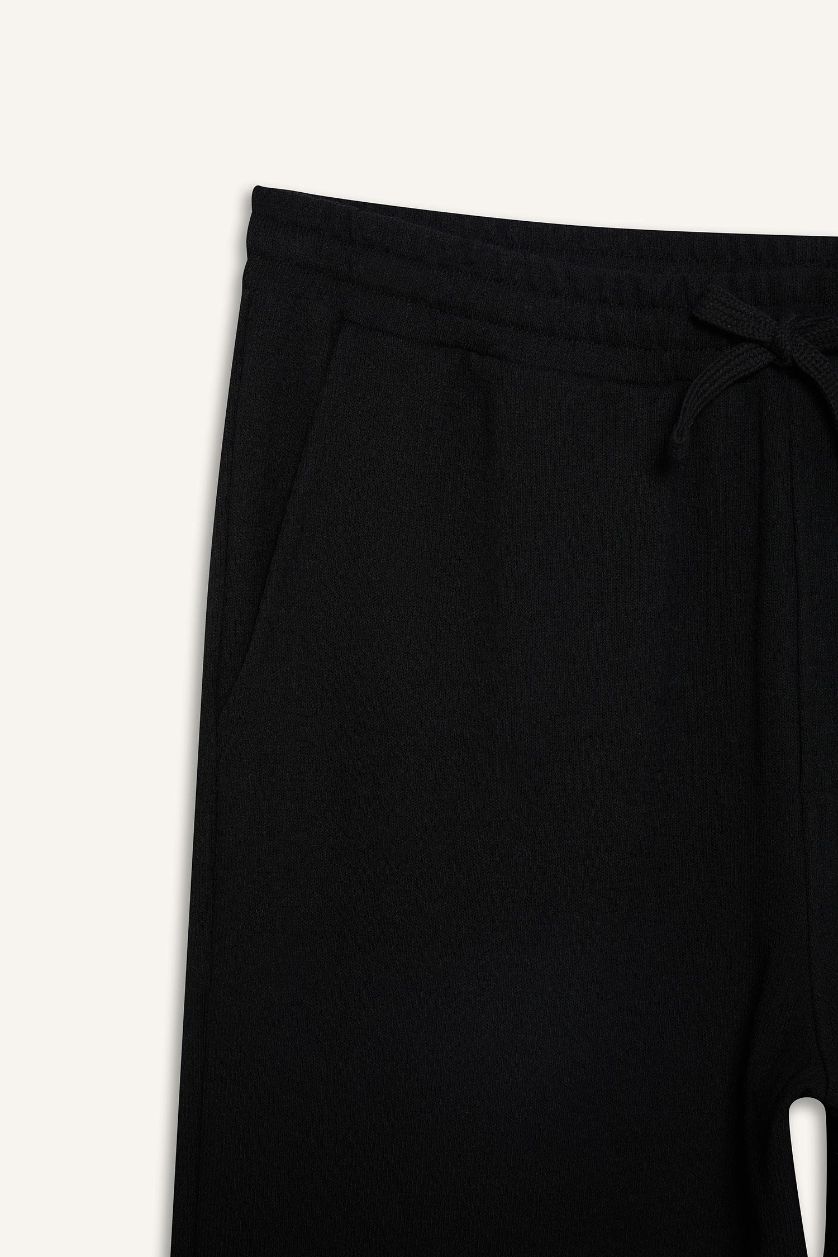 Erkek Siyah Beli Bağcıklı Wide Leg Geniş Paça Eşofman Altı