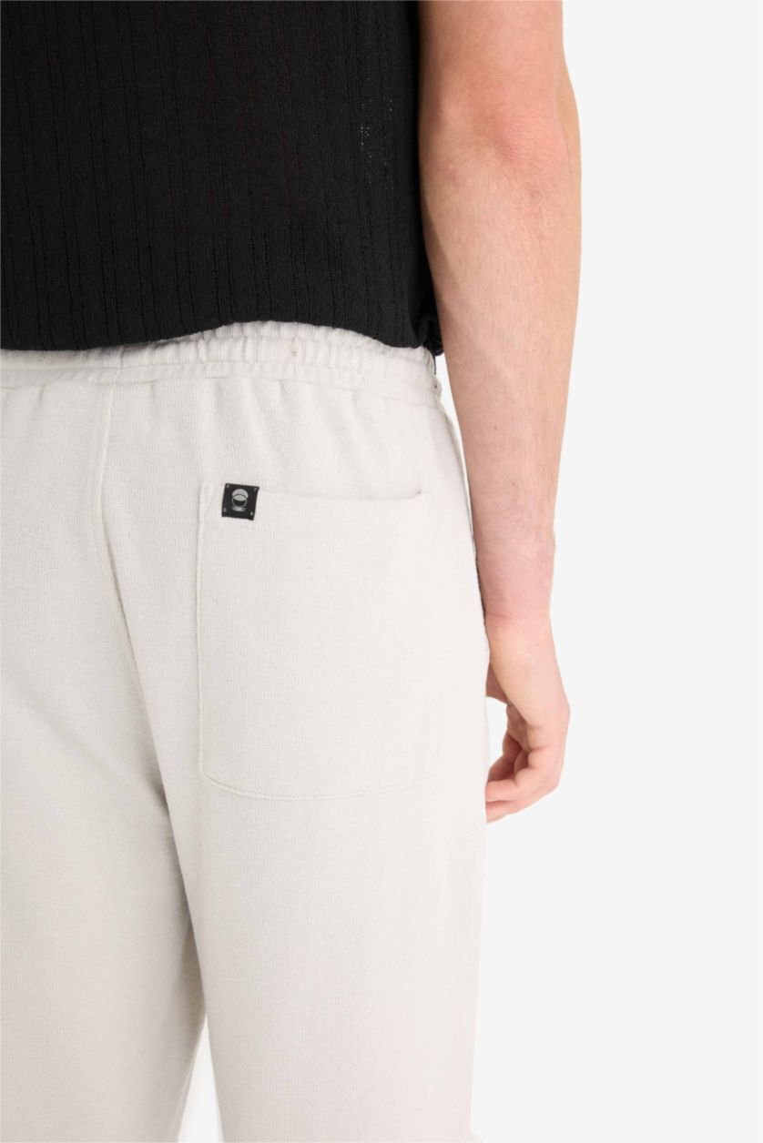 Erkek Açık Gri Beli Bağcıklı Wide Leg Geniş Paça Eşofman Altı