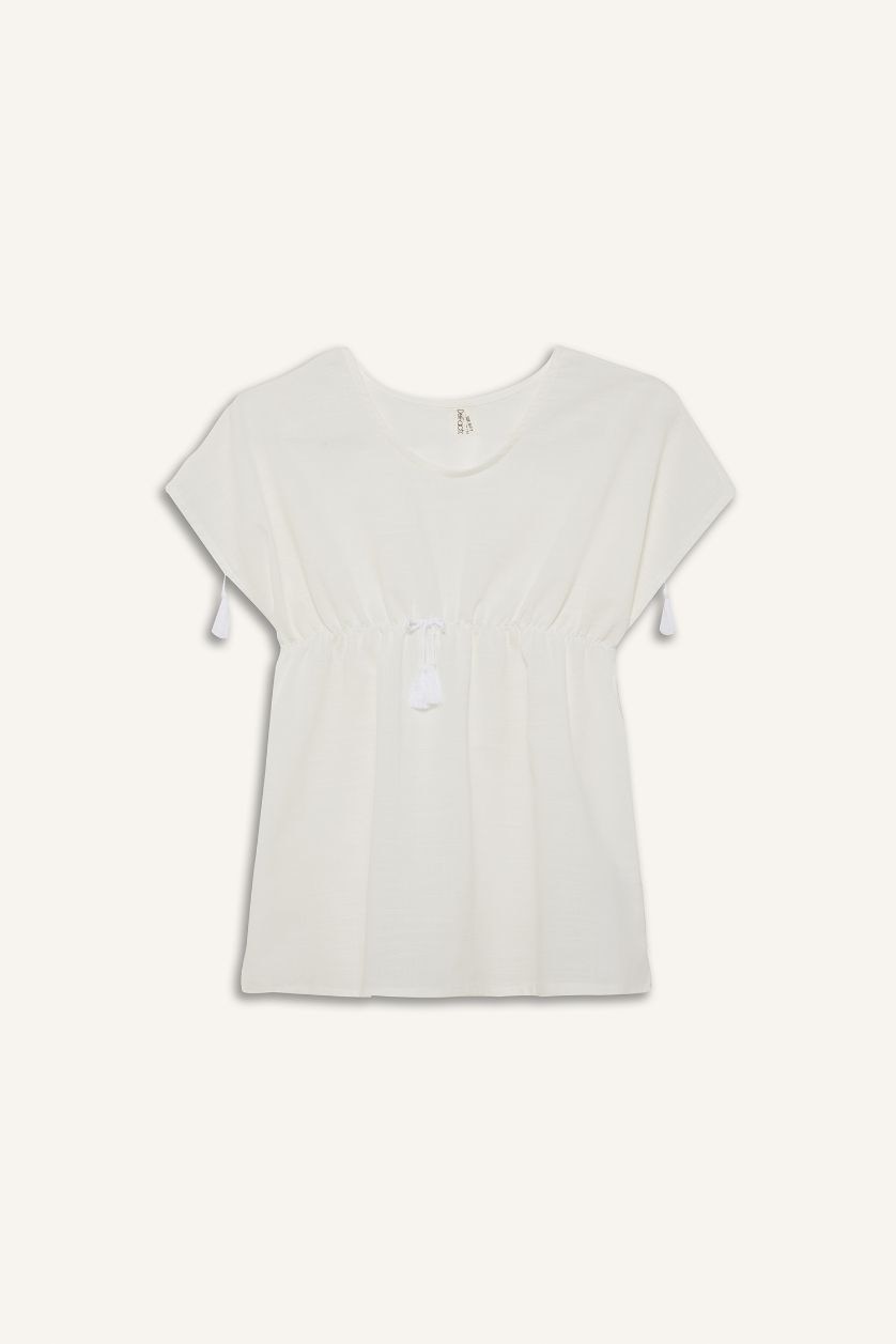 Kız Çocuk - Genç Kız Kırık Beyaz Plaj Kıyafeti Kız Çocuk