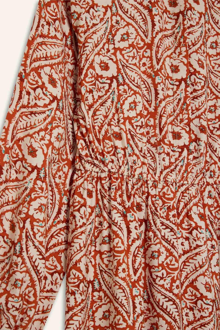 نساء برتقالي فستان طويل بياخة قميص ردن طويل