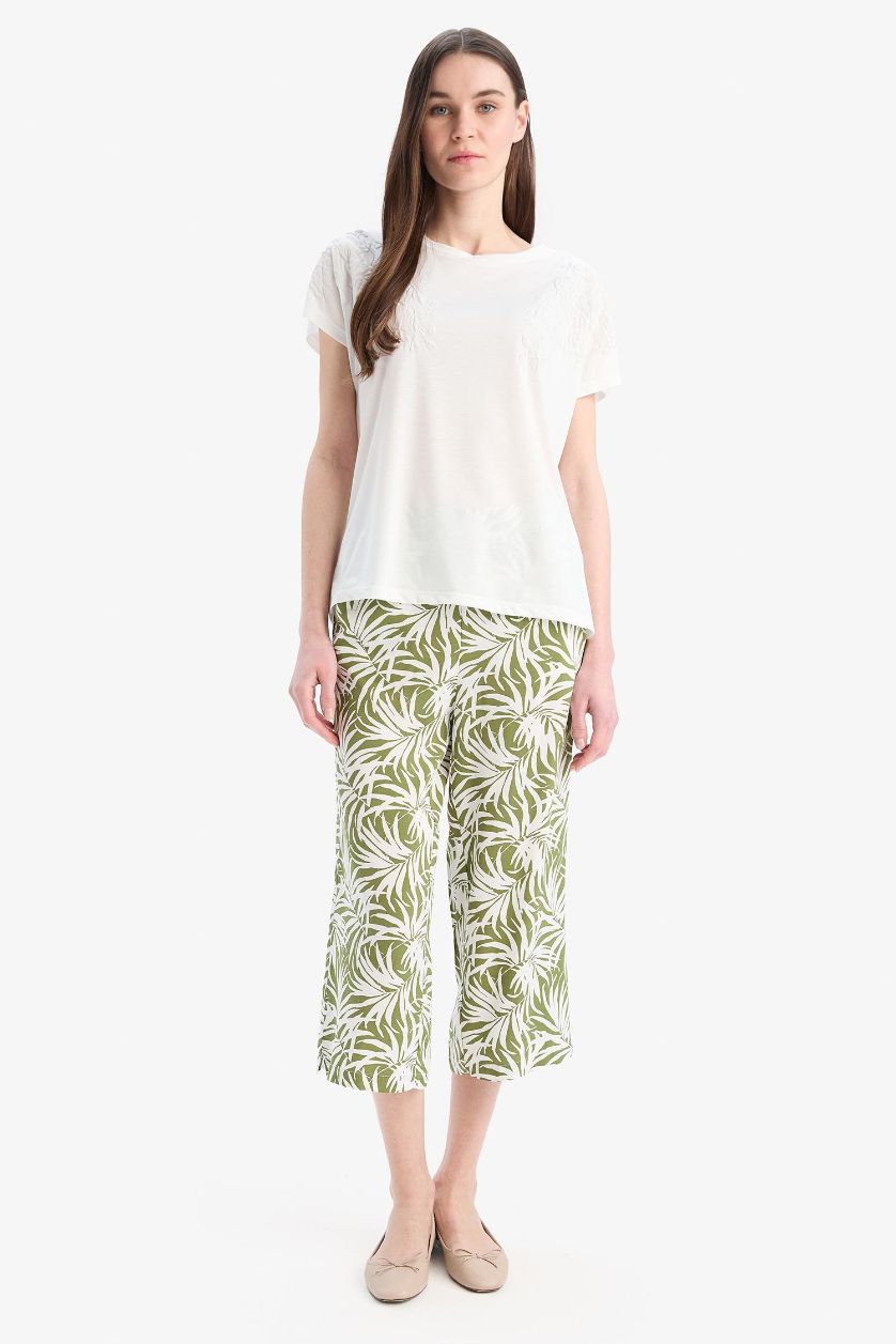 WOMAN Green Regular Hem Capri