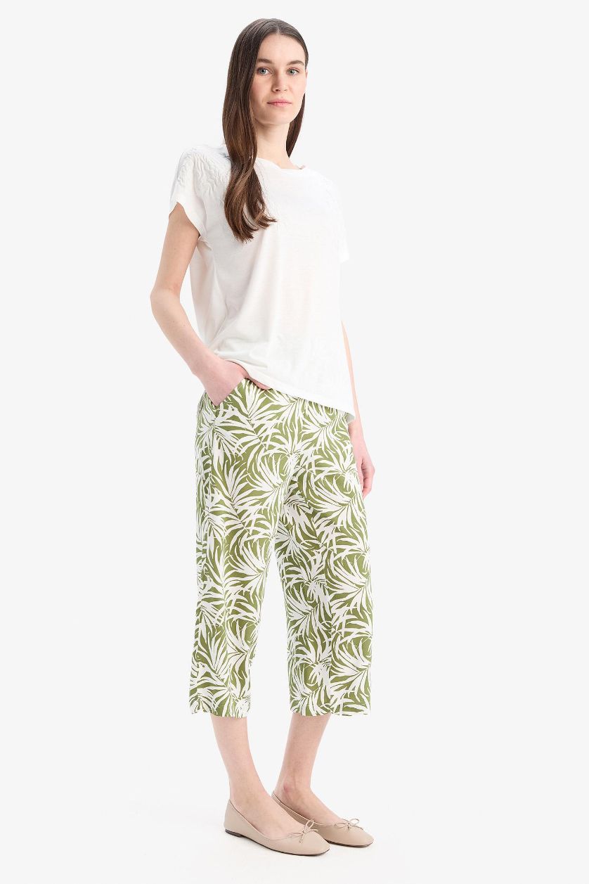 WOMAN Green Regular Hem Capri