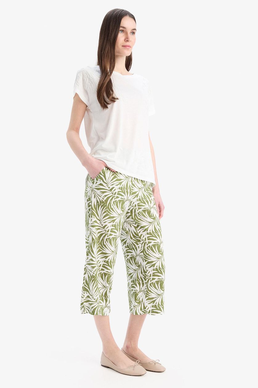 WOMAN Green Regular Hem Capri